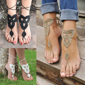 Crocheted Barefoot Sandal Knitted Foot Jewelry Yoga Anklet