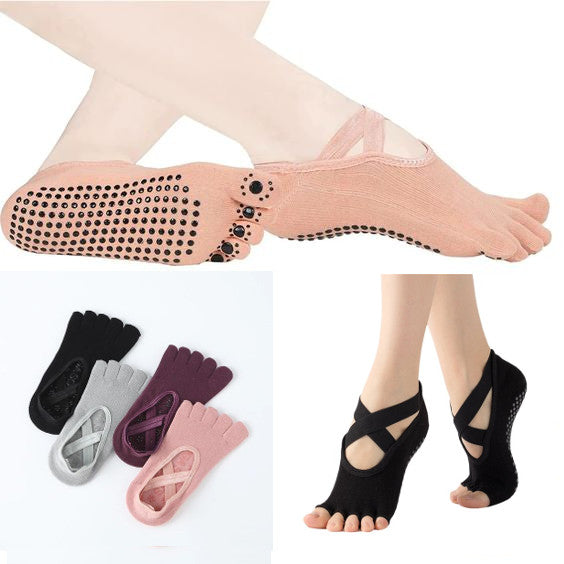 Yoga Socks With Toes Open Toes Or Ballet Slipper Style No Slip Grips C –  Made4Walkin