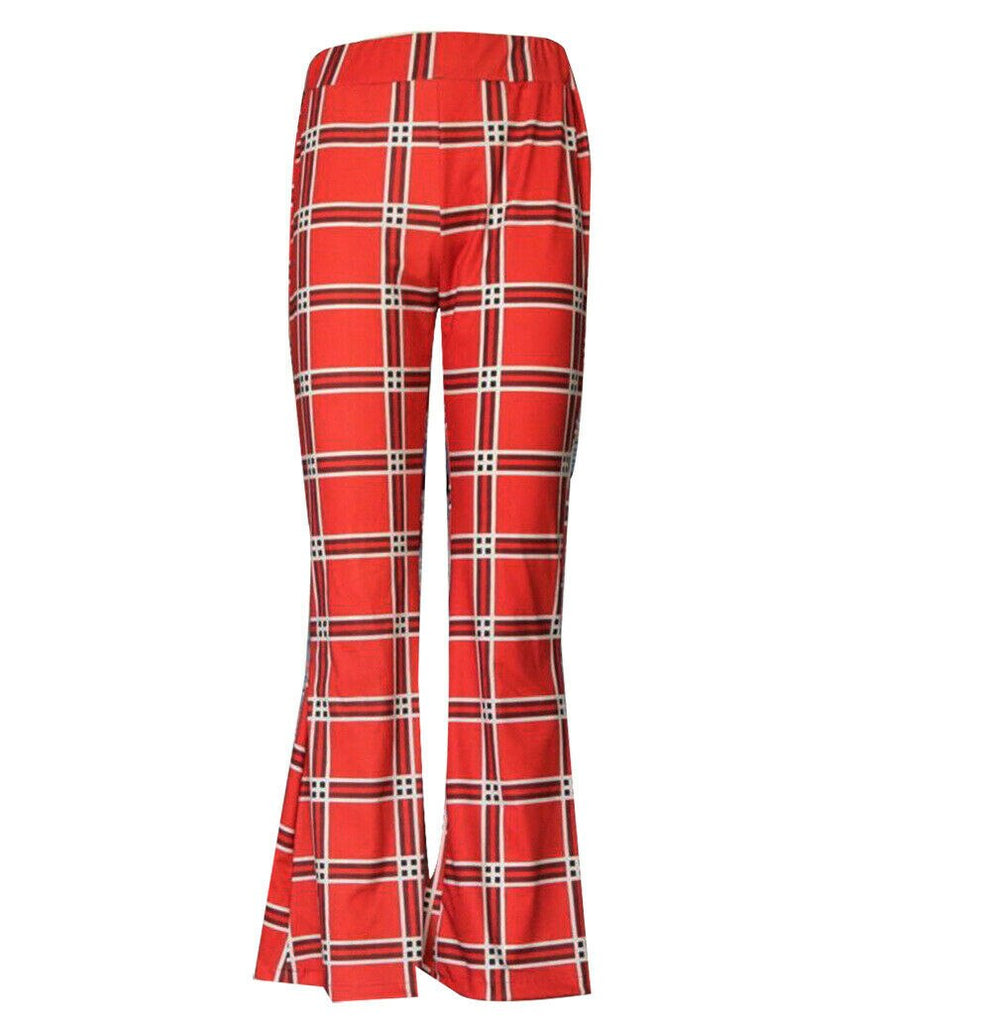 Hailee Plaid Flare Pant - Red/combo