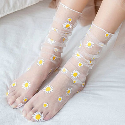 Mesh Daisy Socks 7 Colors You Choose See Through Anklets With Daisies –  Made4Walkin
