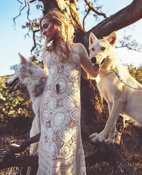 Spell And The Gypsy Margarita Maxi Dress White Crochet Mandalas Includes Slip Size Small / Medium Free People